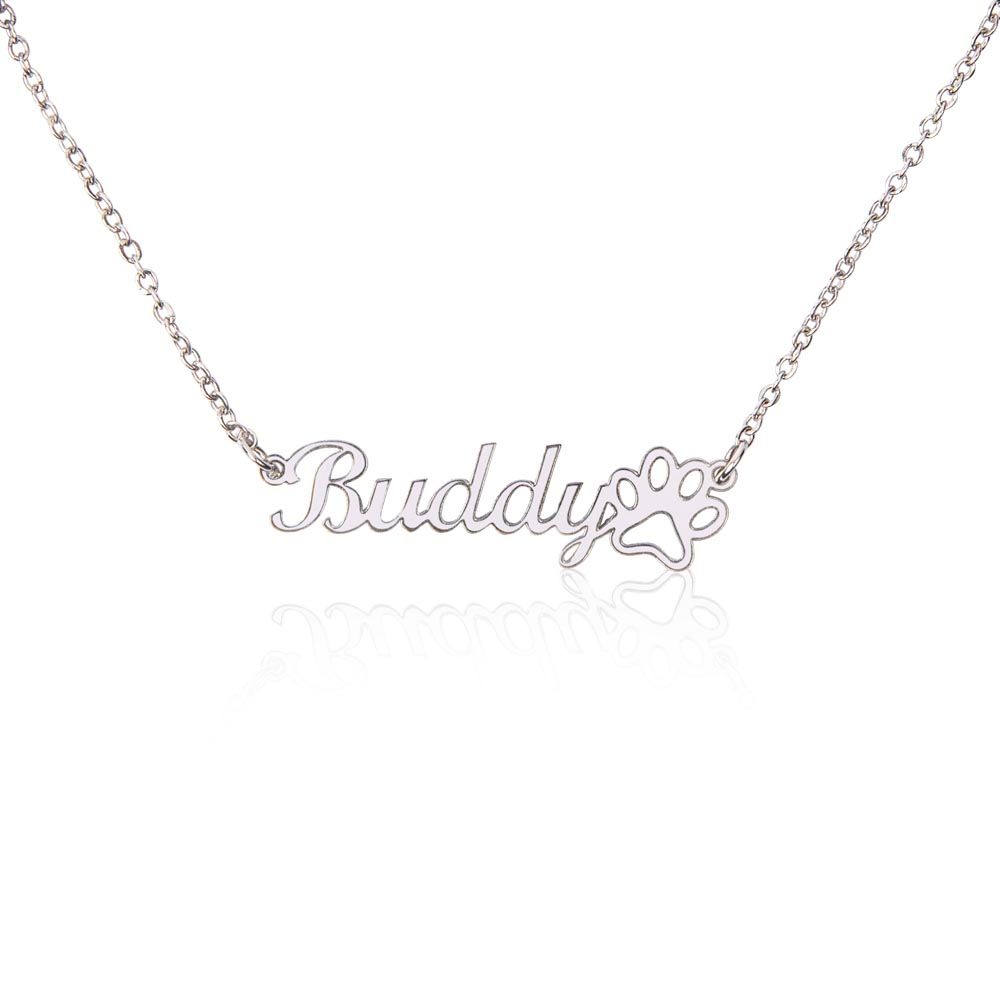 Personalized Name Paw Print Necklace