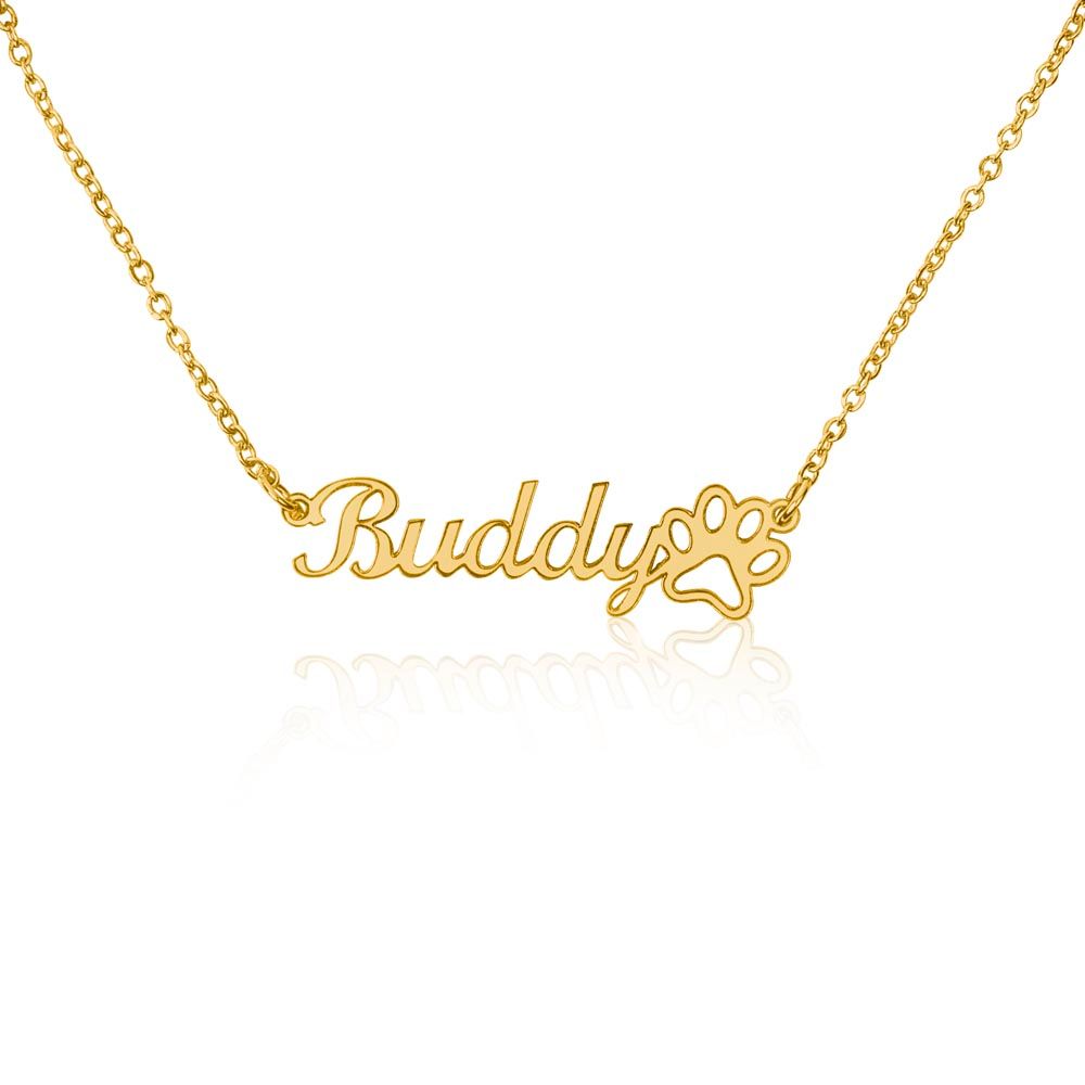 Personalized Name Paw Print Necklace